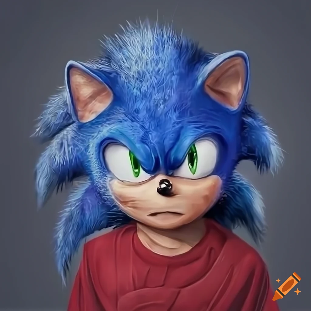 Sonic the Hedgehog hyperrealistic, detailed realistic 8k painting trending on artstation