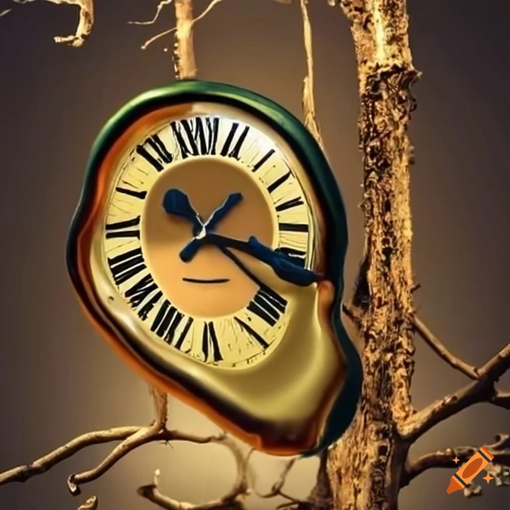 Dali melting clocks on tree branches on Craiyon