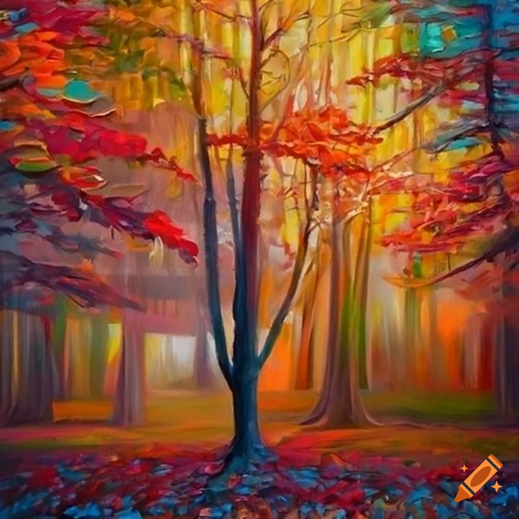 Canada leaves of tree oil painting