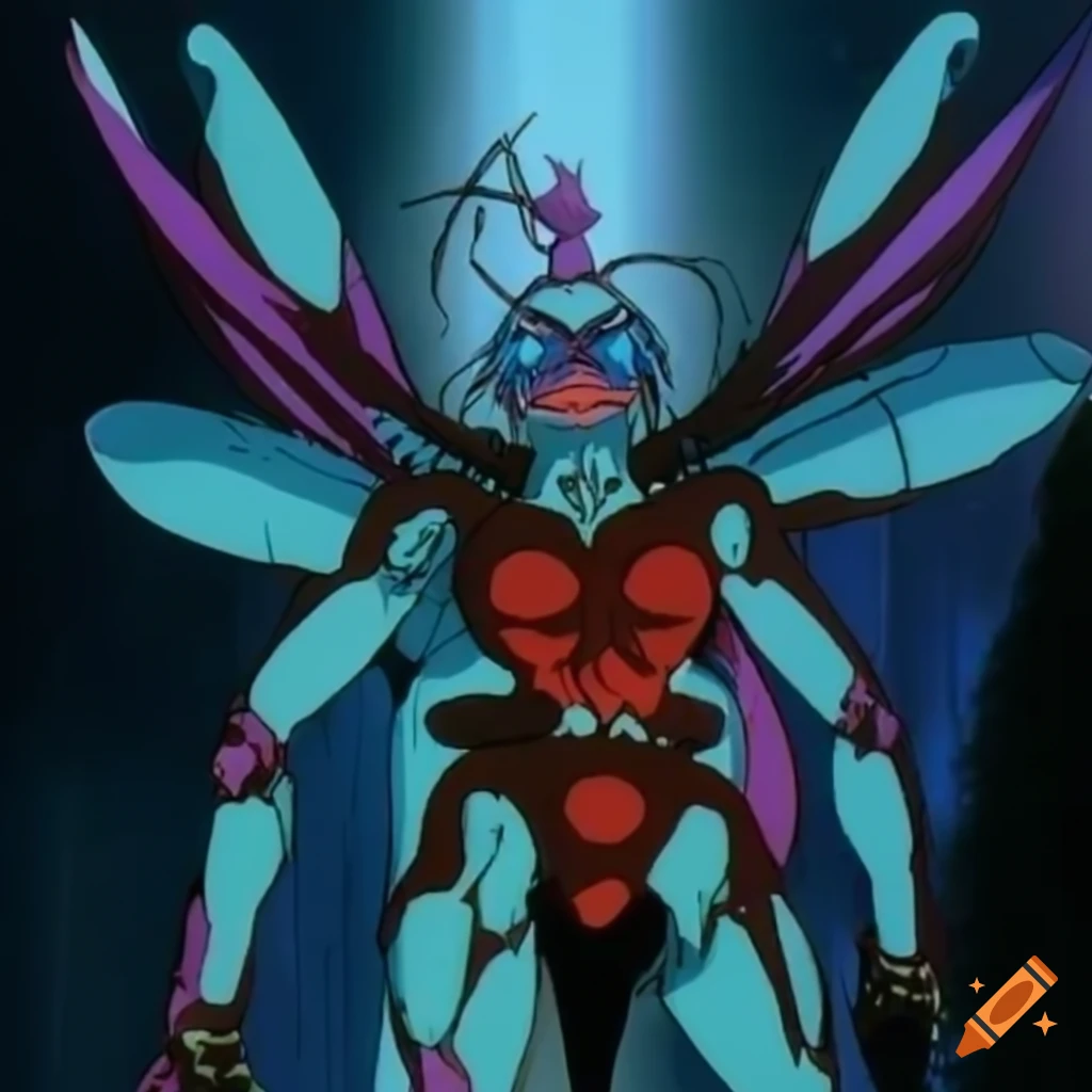 80-90's anime ova, insect humanoid