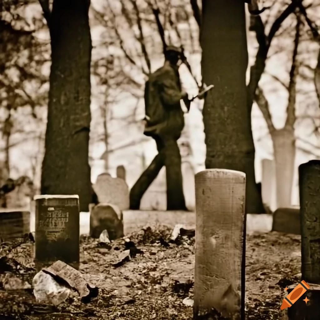 Crime scene investigation on cemetary with detectives in sepia colors ...
