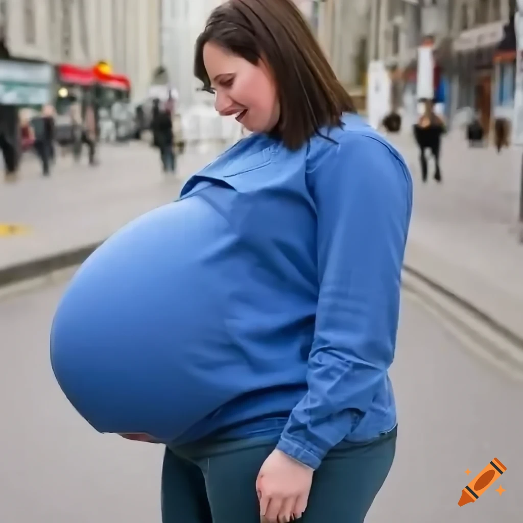 heavily pregnant, young woman, giant pregnant belly, wearing long sleeve shirt and skinny jeans, in public