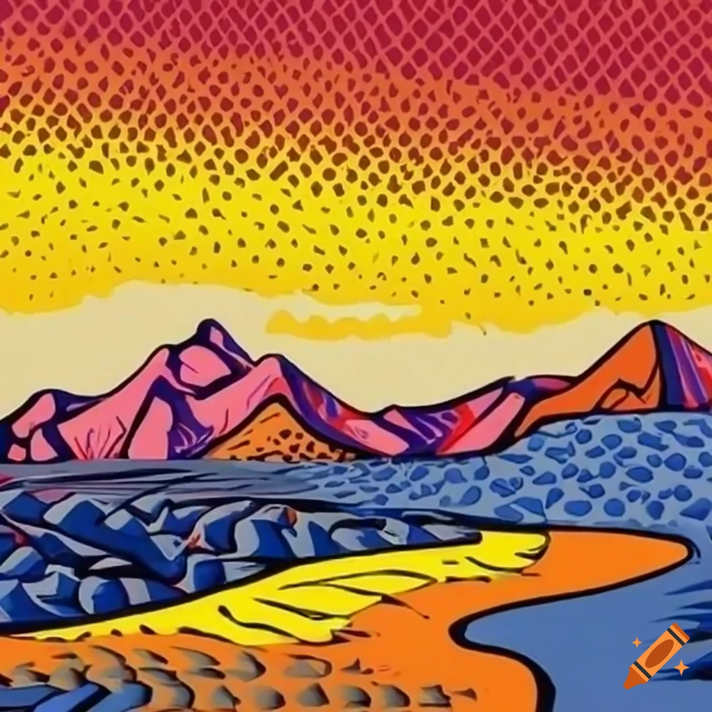 Desert landscape inspired by Roy Lichtenstein