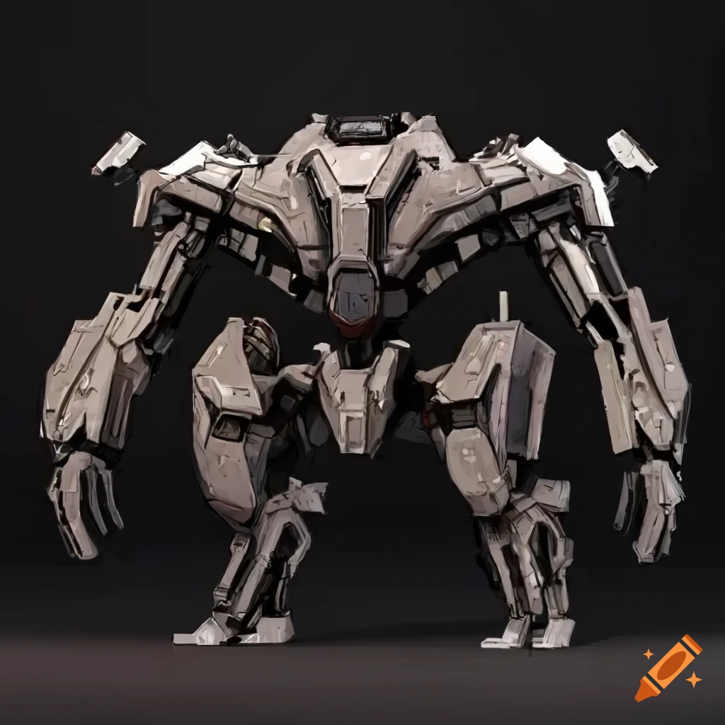 Powerful oixel art exaggerated armored core