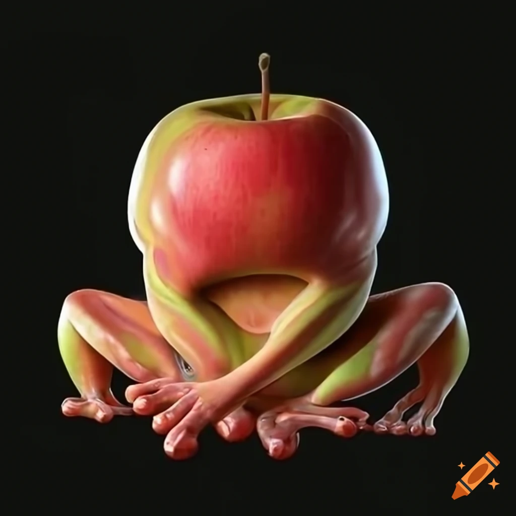 A bizarre fusion of frog and apple anatomies on Craiyon