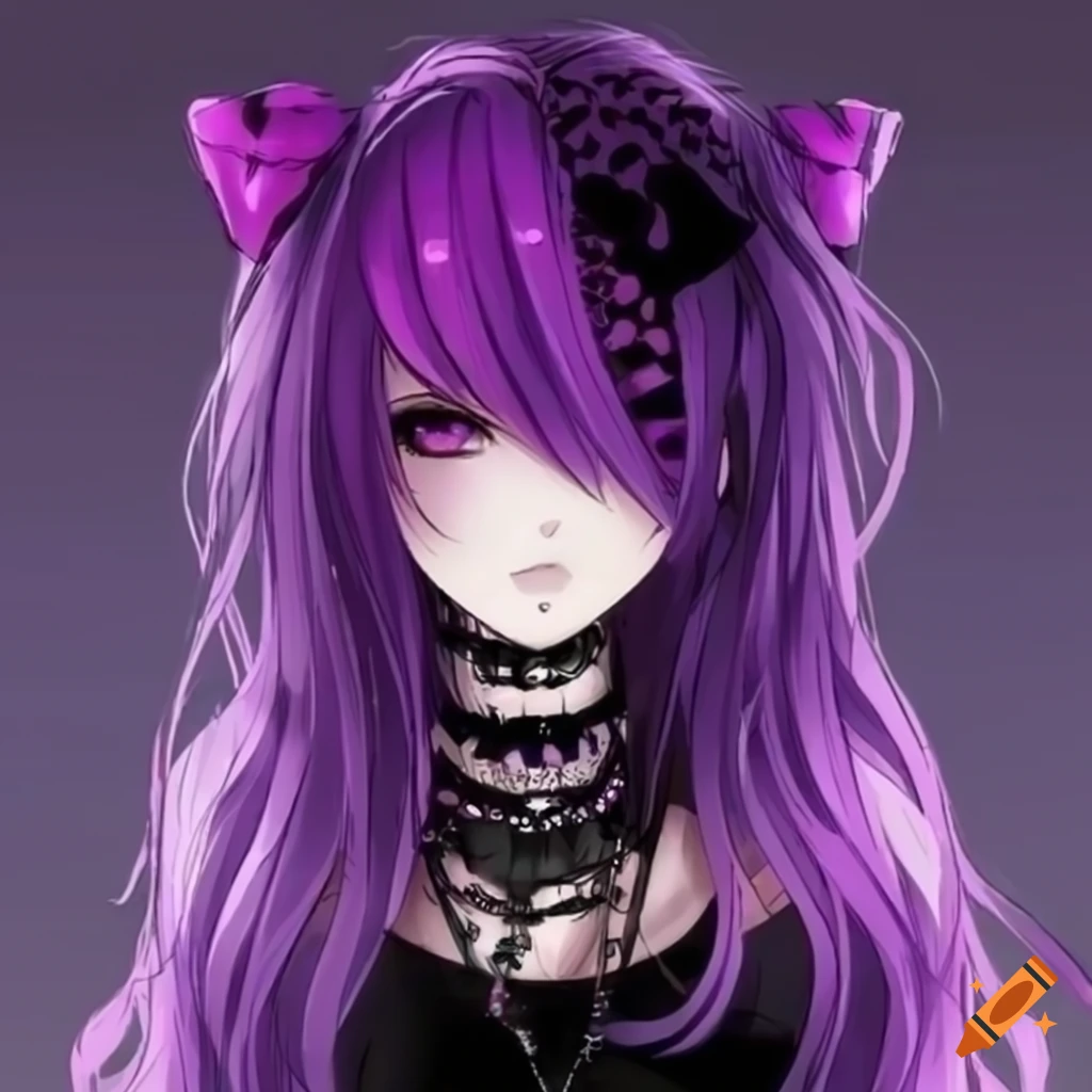 emo goth purple girl anime