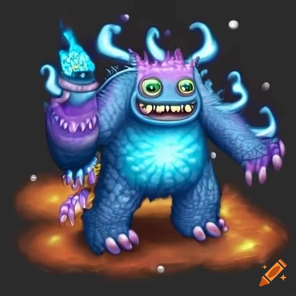 A my singing monsters with the element fire water and light on Craiyon