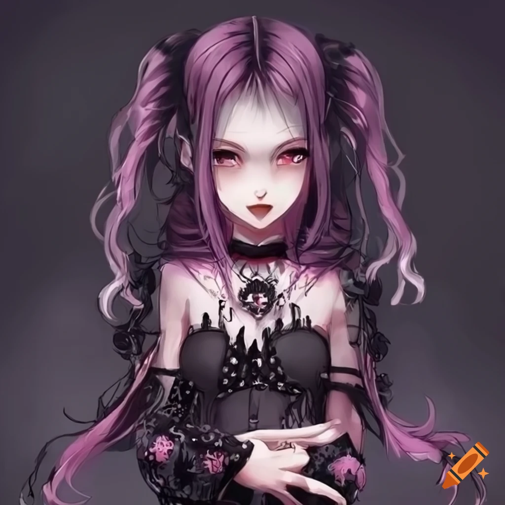 goth anime girl full body