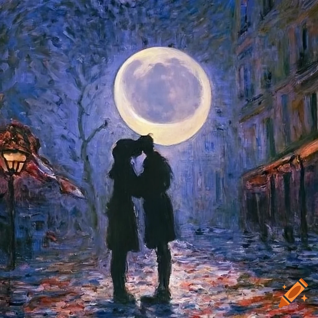 french kiss at moonlight