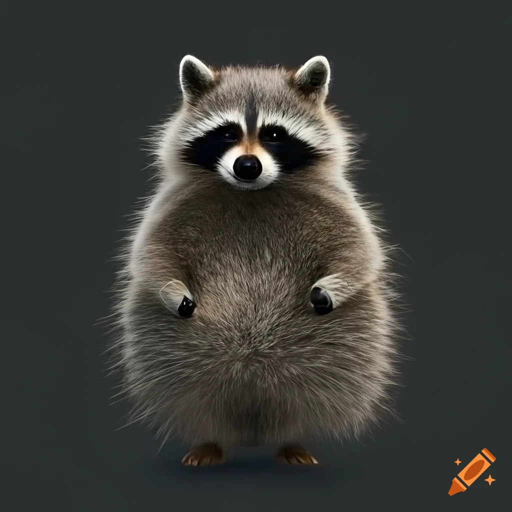 Raccoon fat belly anthropomorfic brown