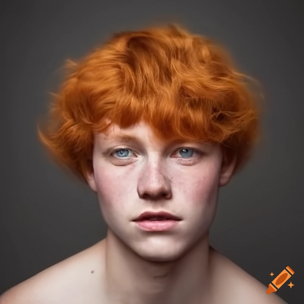 AI Art Generator: Young male boy with red hair and green eyes anime  protagonist full body