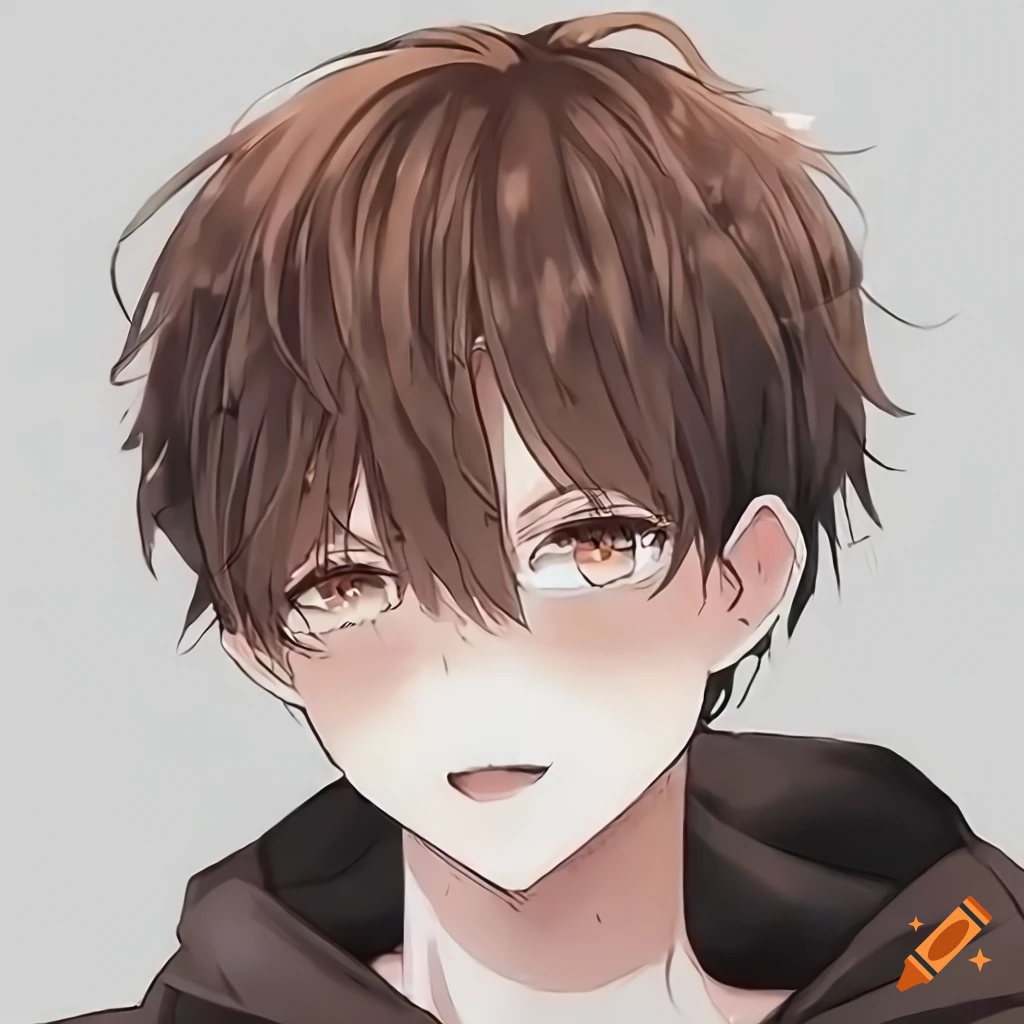 Anime drawing | cute anime boy with brown hair and brown eyes | anime pfp | anime aesthetics