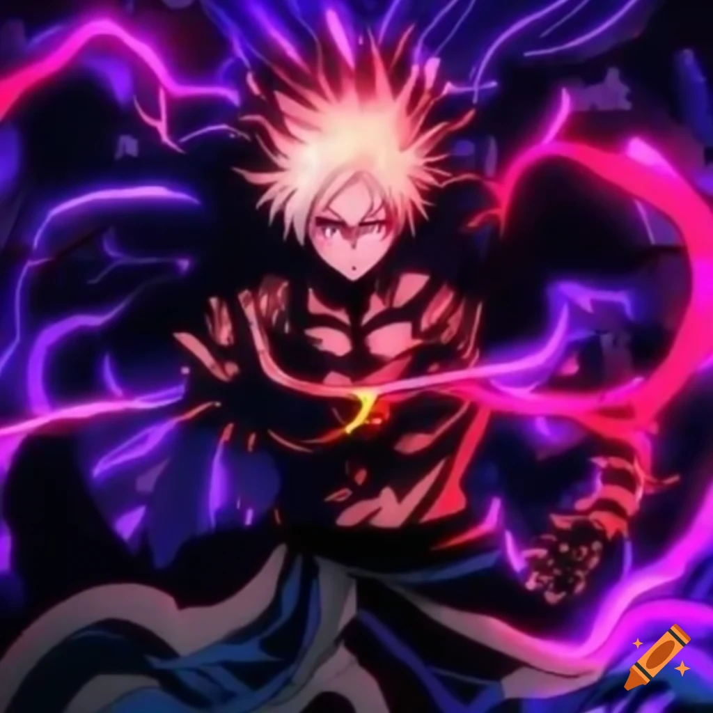 powerful anime character unleashing a devastating energy blast