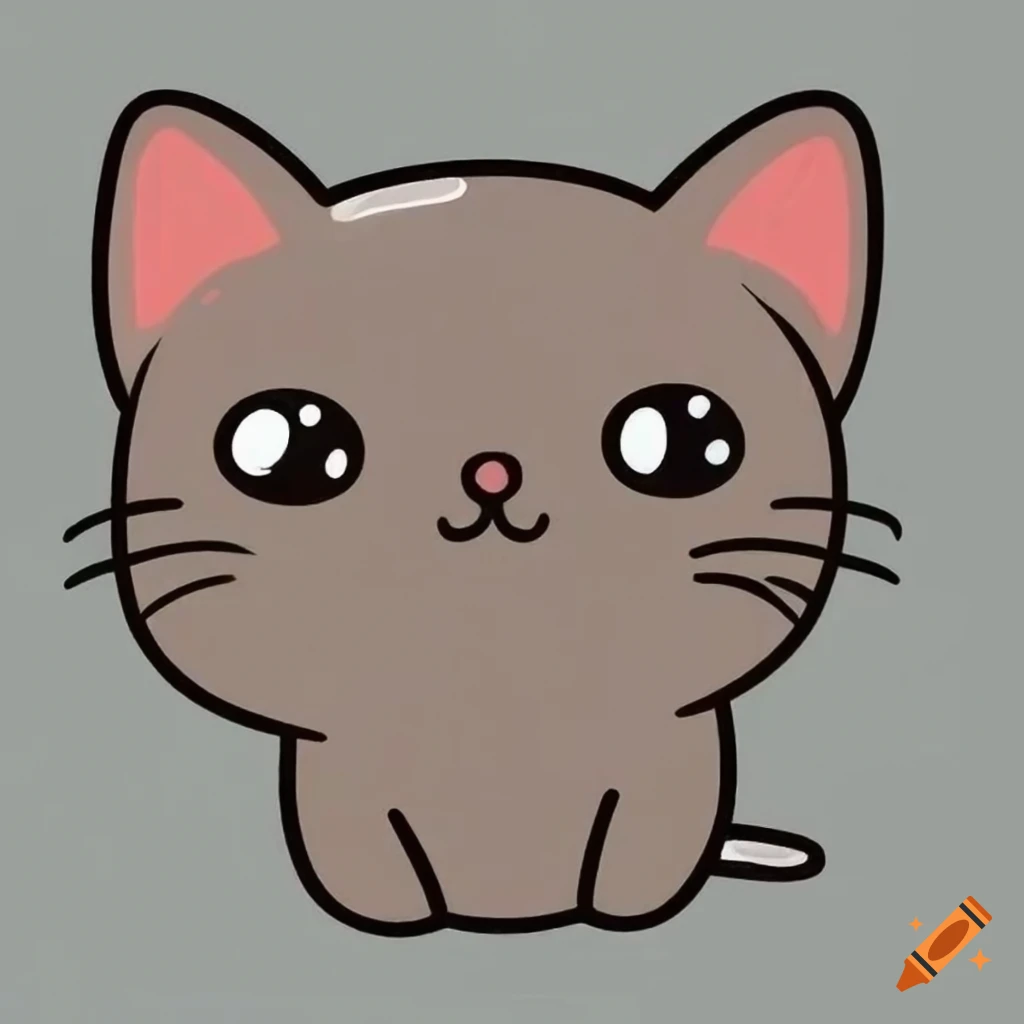 Easy Kawaii Cute Cat Drawings, HD Png Download - kindpng