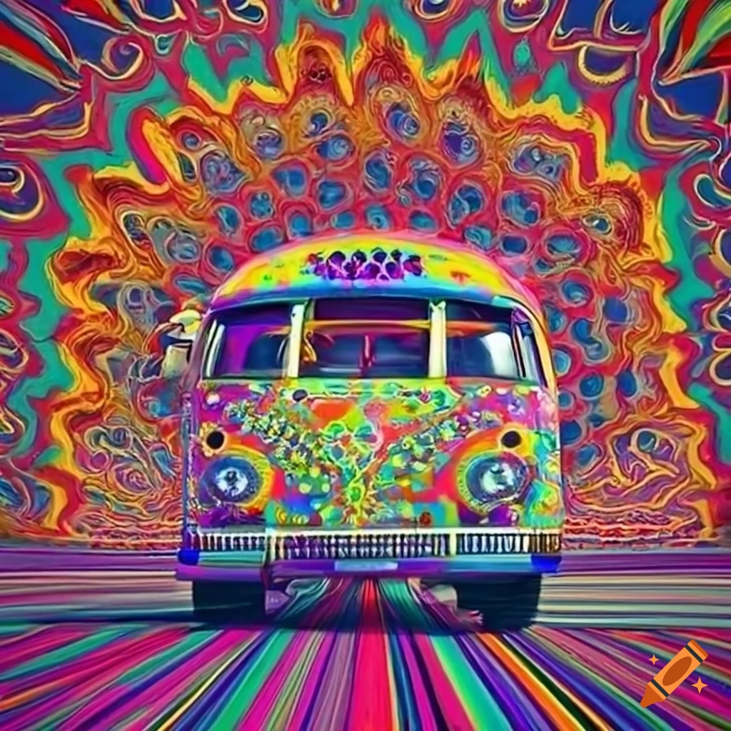 A Vibrant And Psychedelic Bus With Funky Patterns
