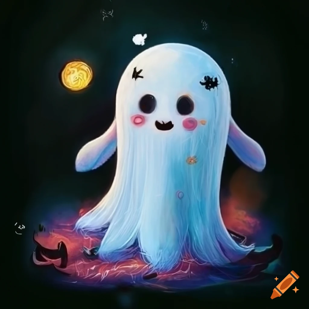 cute and adorable cartoon embroidery ghost