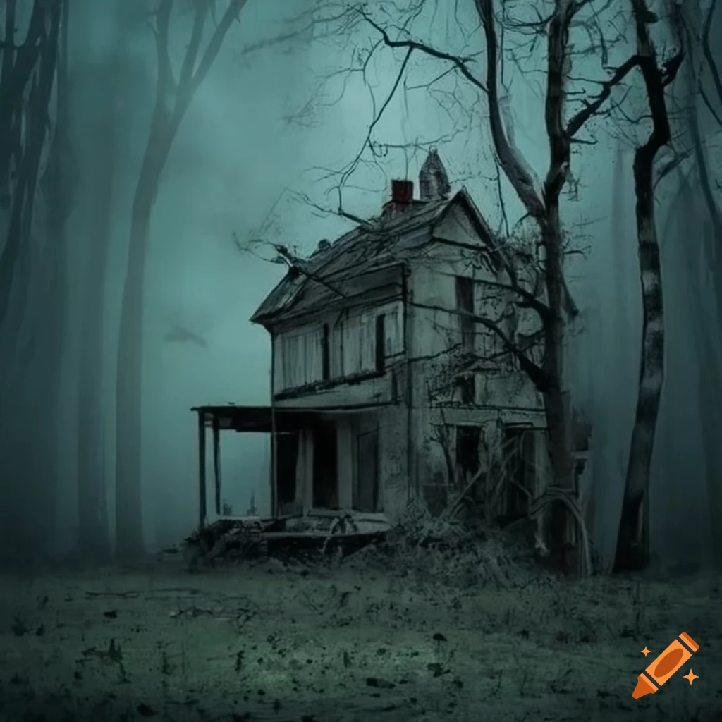 An image of an old, abandoned house with a creepy atmosphere