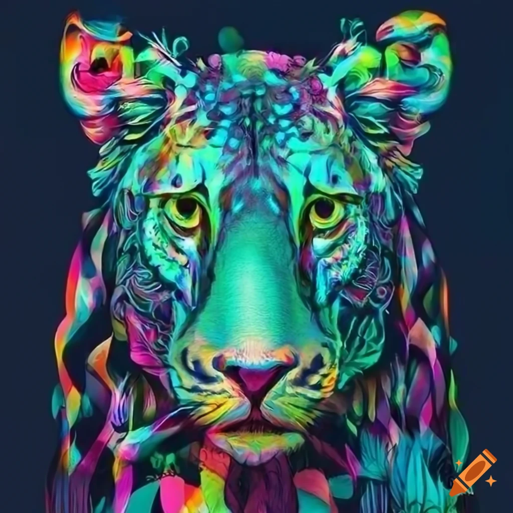 Vibrant animalthemed graphic design with intricate details on Craiyon