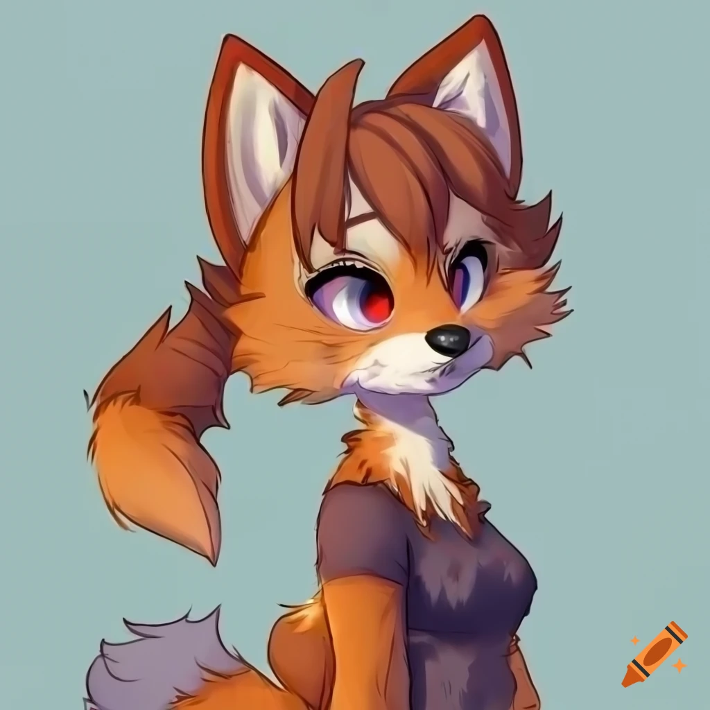 a cute anthro female fox fursona, furry fandom