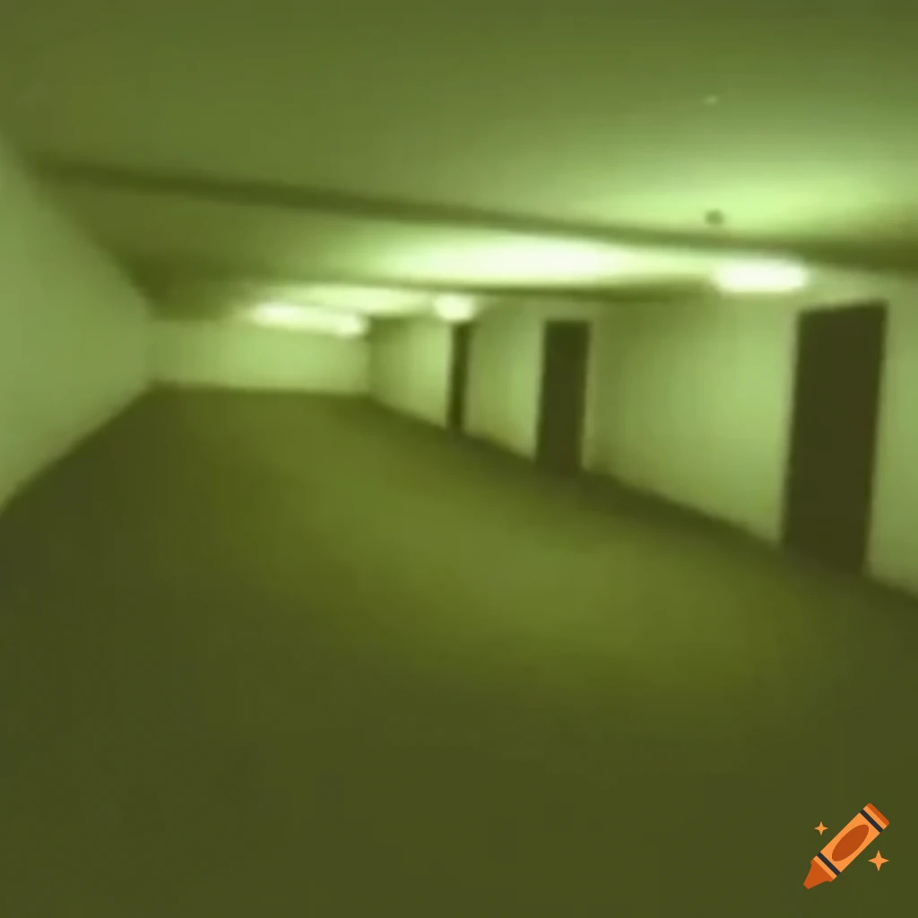 Backrooms, 0 level, vhs horror effect, light yellow walpapper, carpet