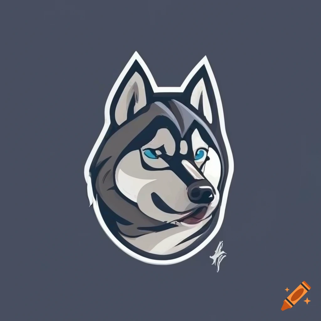 A fierce husky in a sports logo design, ready to compete on Craiyon, image size:1024x1024
