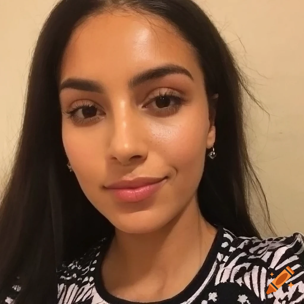 No makeup, bare face, natural skin, algerian woman, selfie