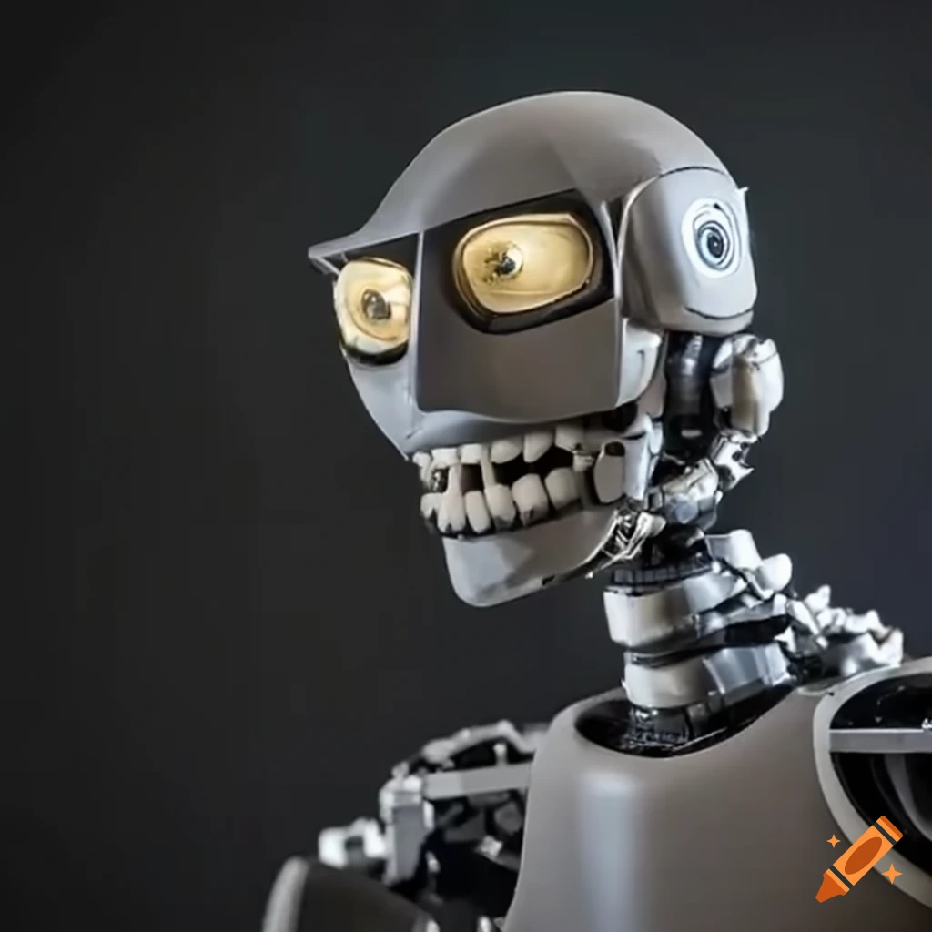 a fierce robot with sharp teeth