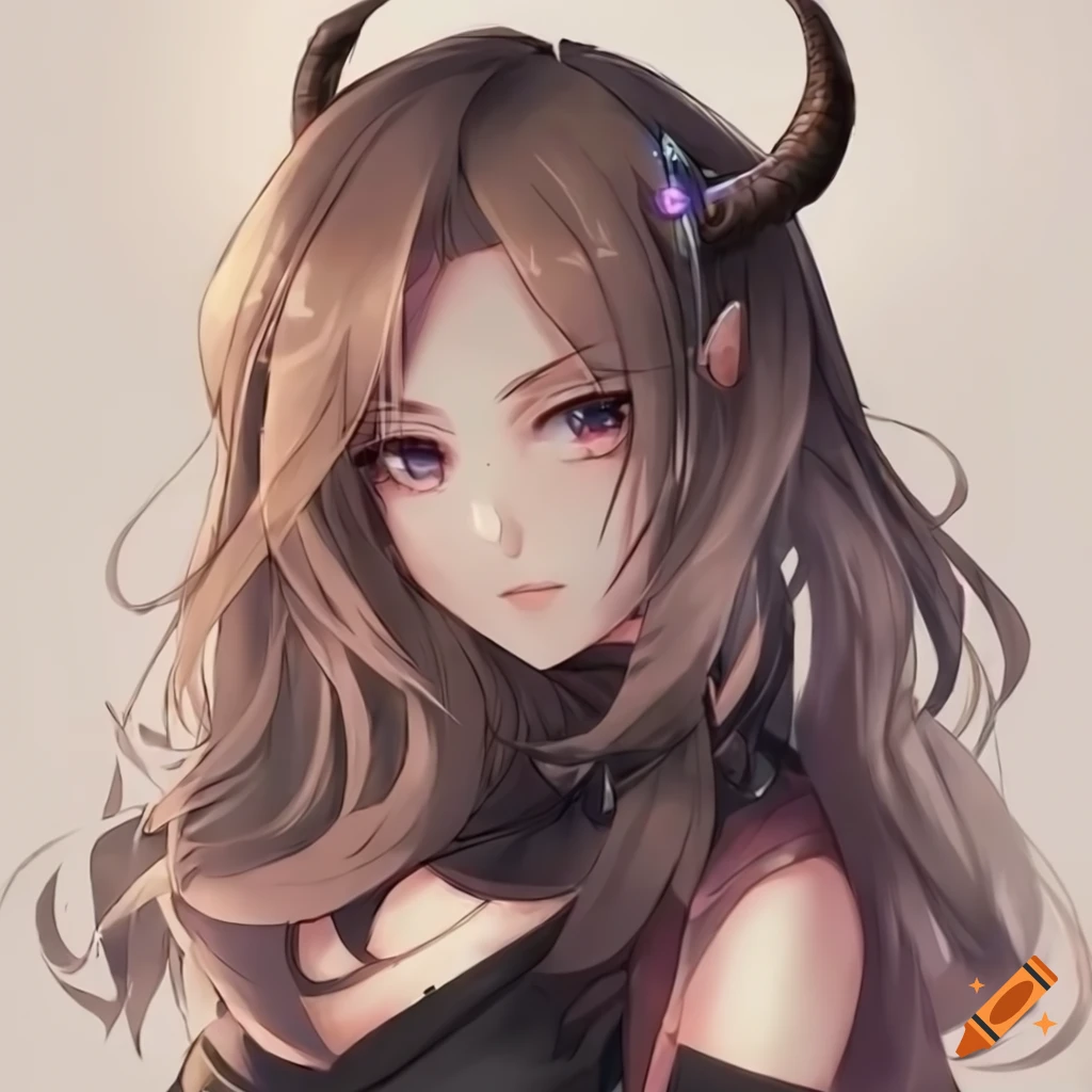 An anime girl with horns, with long white hair, red eyes, and a ... -  Arthub.ai