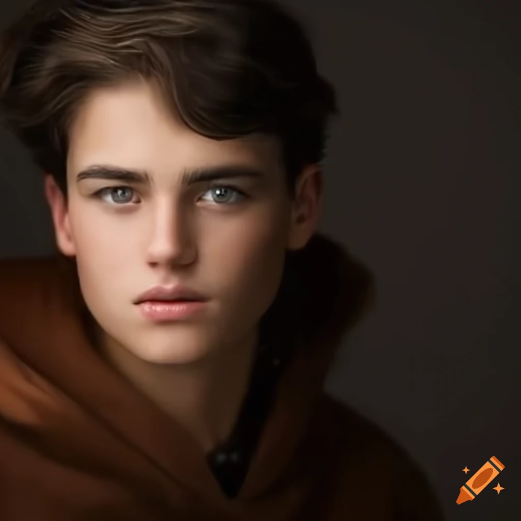 Quiero que me generes una imagen realista de chico con pecas, ojos miel y pelo castaño y oyuelo