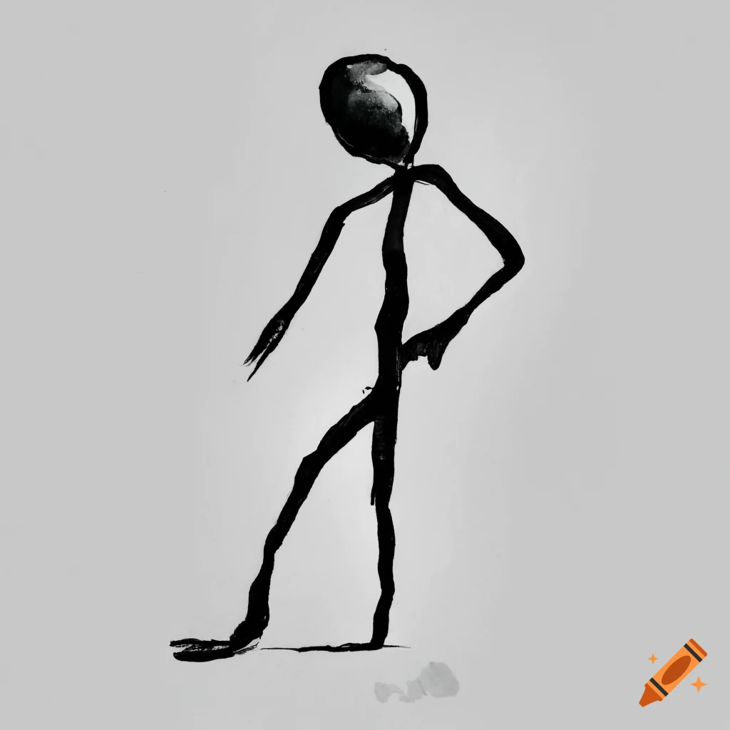 Stick figure, drawing, ink, sketch, black and white, minimalistic ...