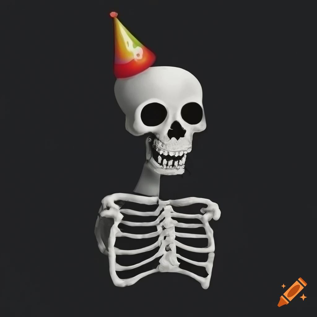 Skeleton themed 4th birthday invitation on Craiyon