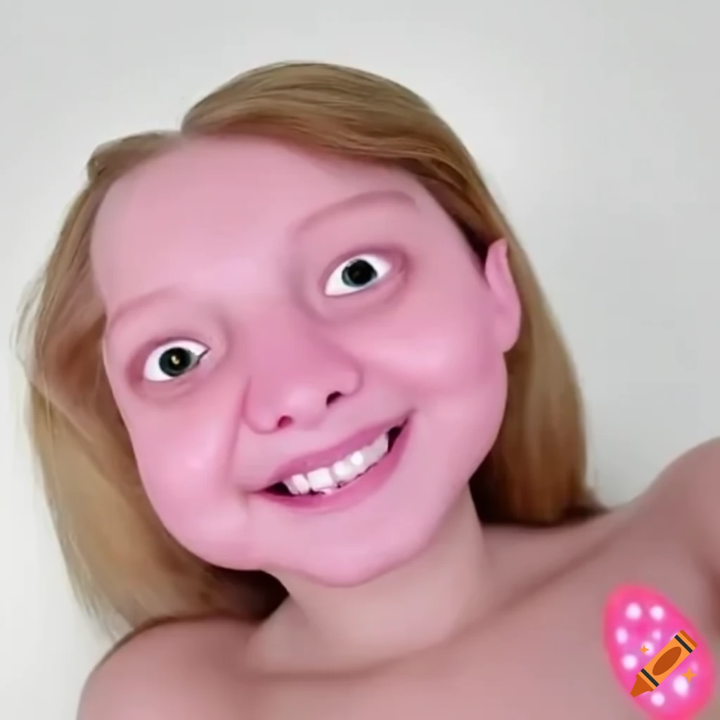 How would Peppa from Peppa Pig look in real life - White Background, Only Upper Body