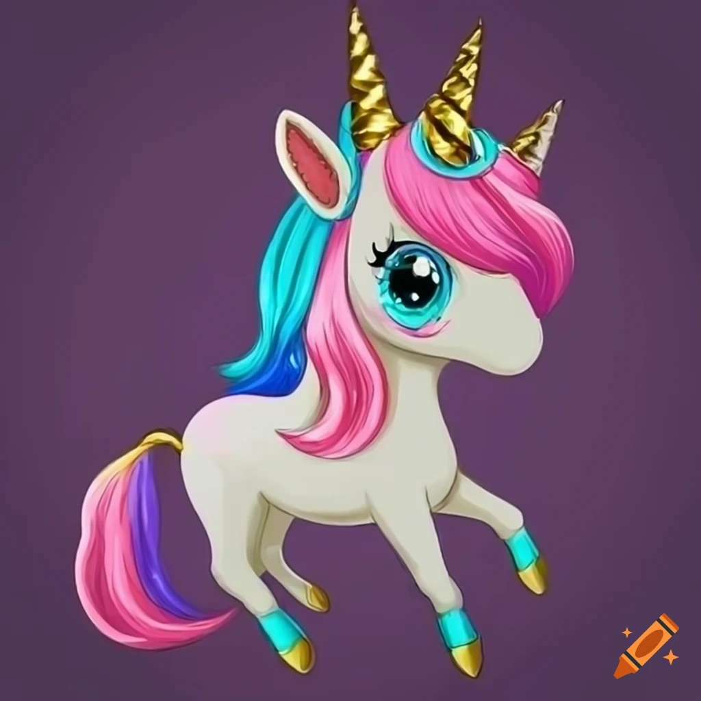 Unicorn Clip Art Coloring - Drawing Of Unicorn With Colour, HD Png Download  - kindpng