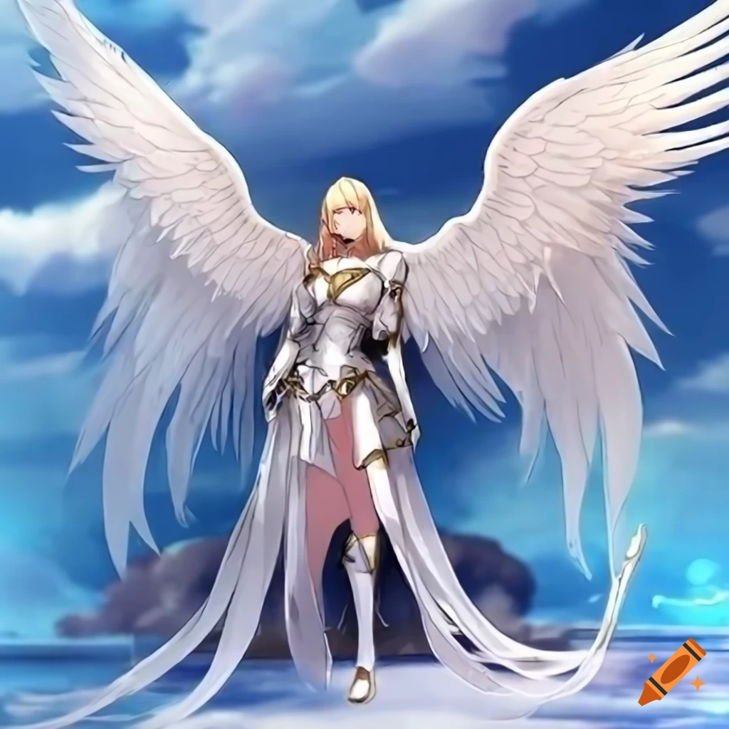 Illustration of beautiful female warrior angel,art by takahashi tsutomu,ice  blade,sidooh,skyhigh,extremely detailed cg unity 8k wallpaper of a female  warrior angel with beautiful concept art illustration of beautiful kawaii  warrior angel,manga face ...