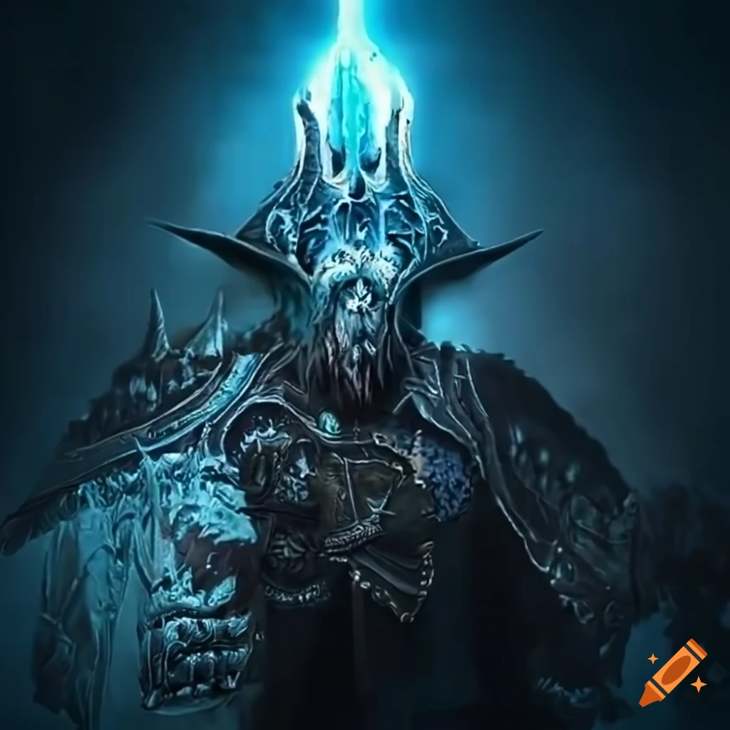 Digital art of the lich king's fall on Craiyon