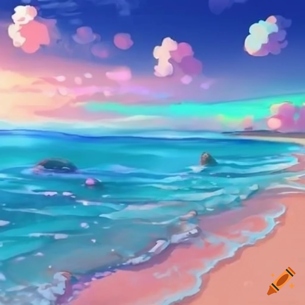 Anime beach water