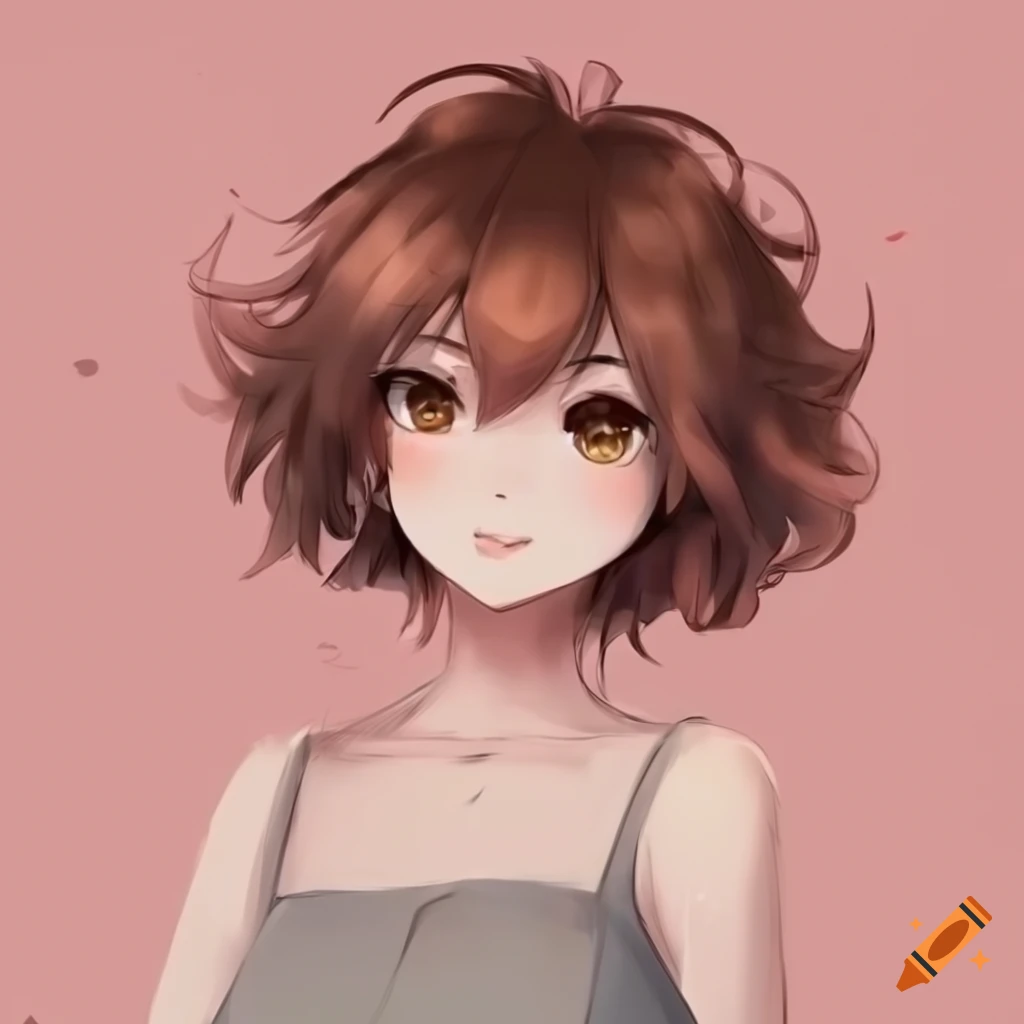 Anime girl with short messy hair on Craiyon
