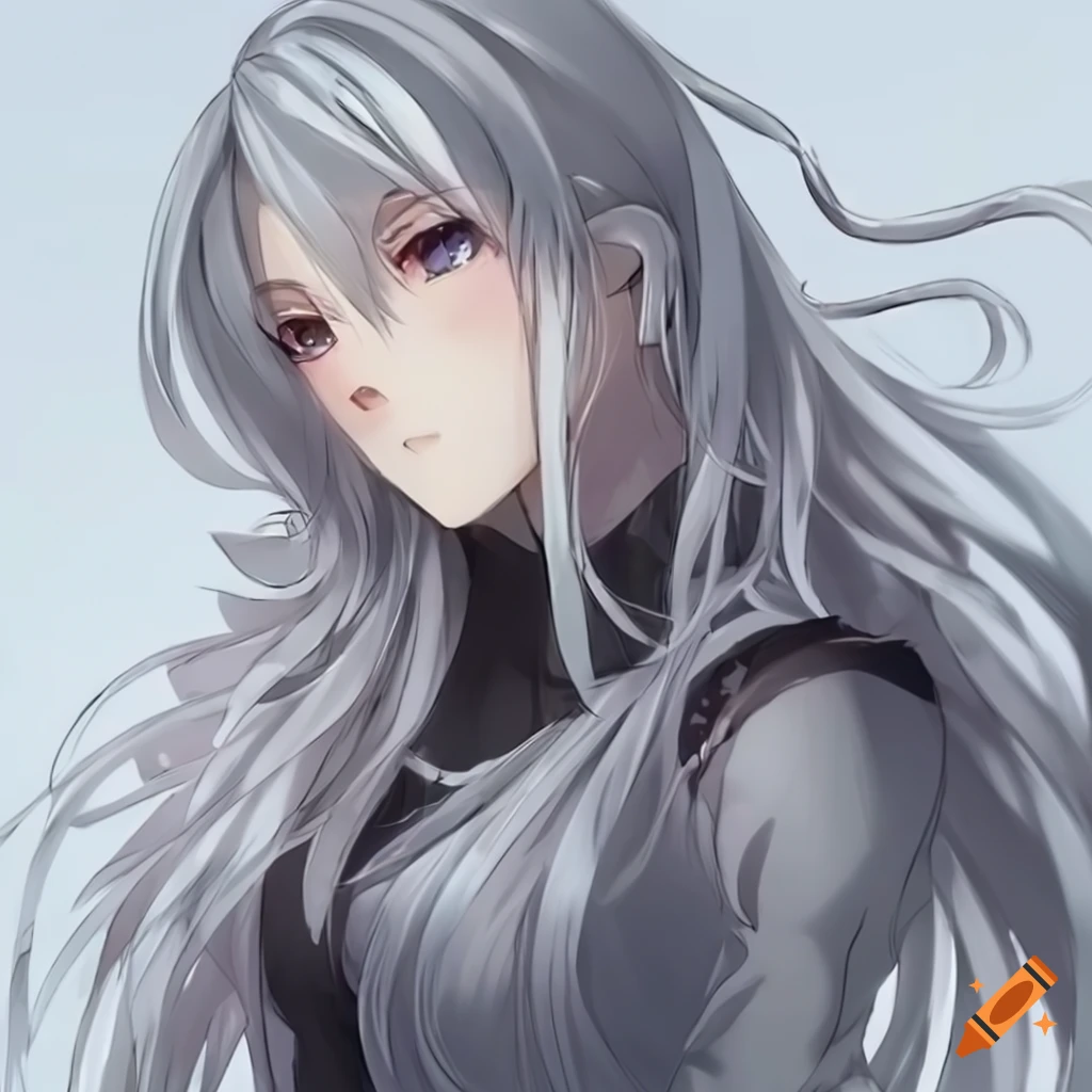 Masterpiece, 2d anime character, beautiful girl, grey hair on Craiyon