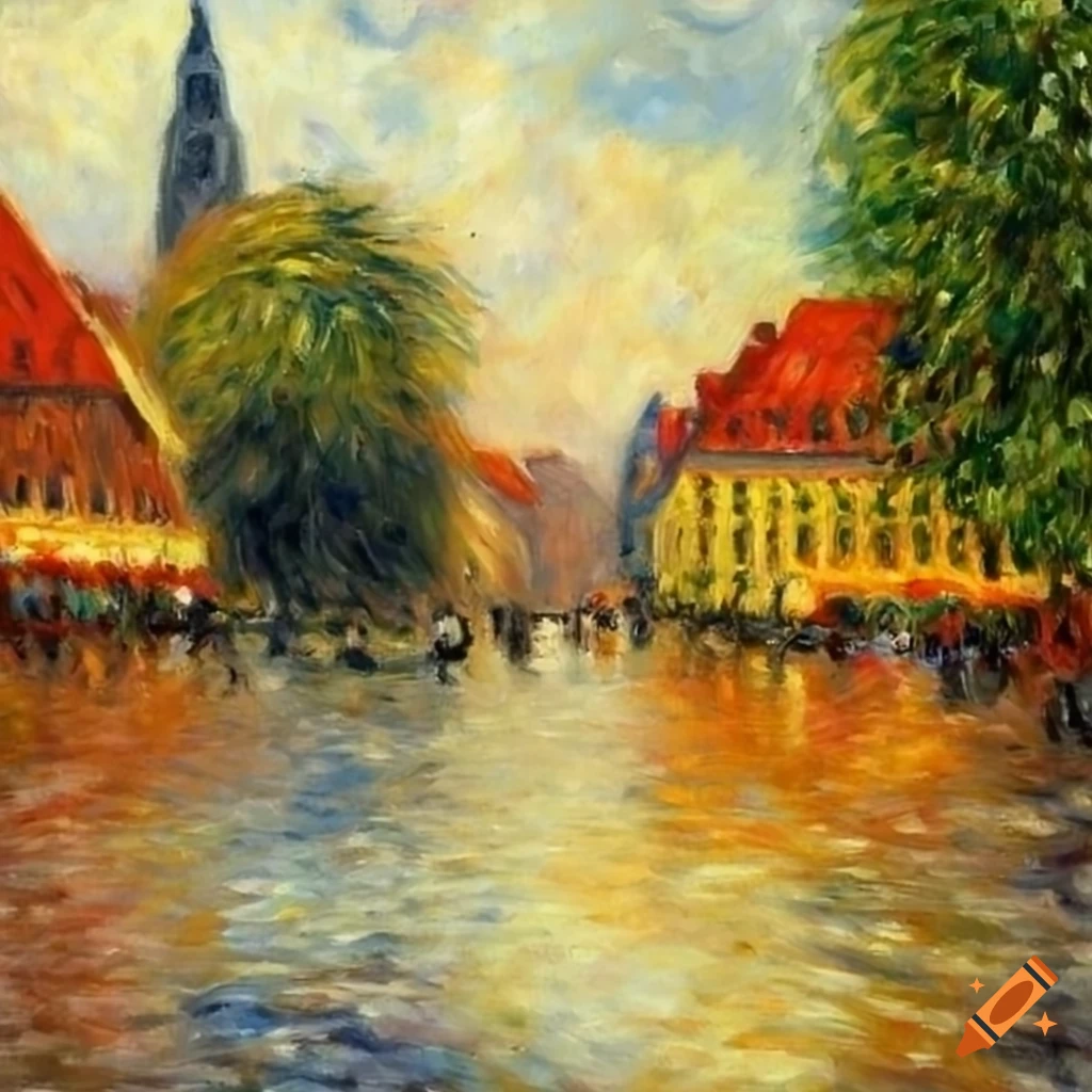 Germanic square in renoir style oil painting on Craiyon