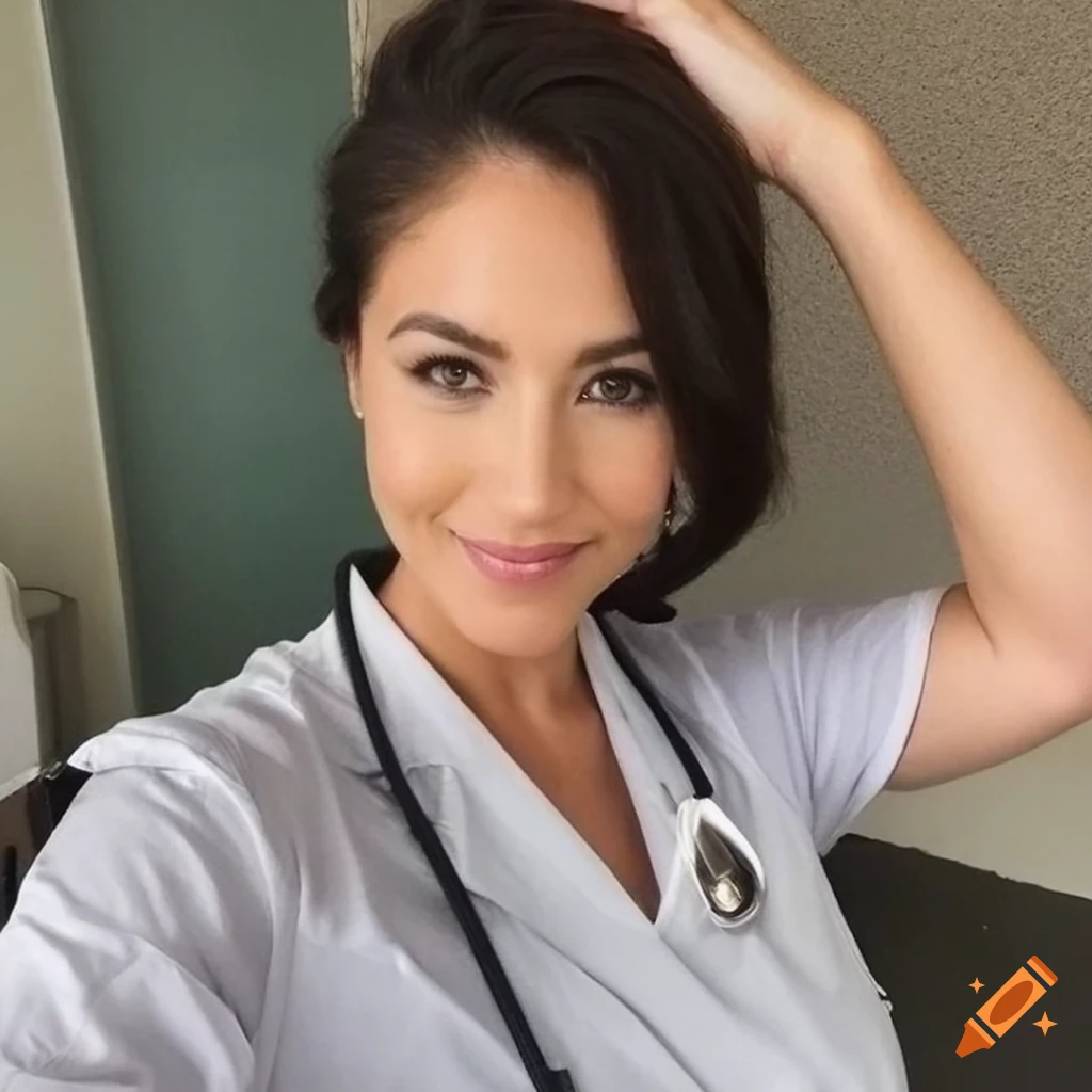 Selfie No Makeup Bare Face Natural Skin Slim Fit Female Body Nursing Scrubs Uniform Woman