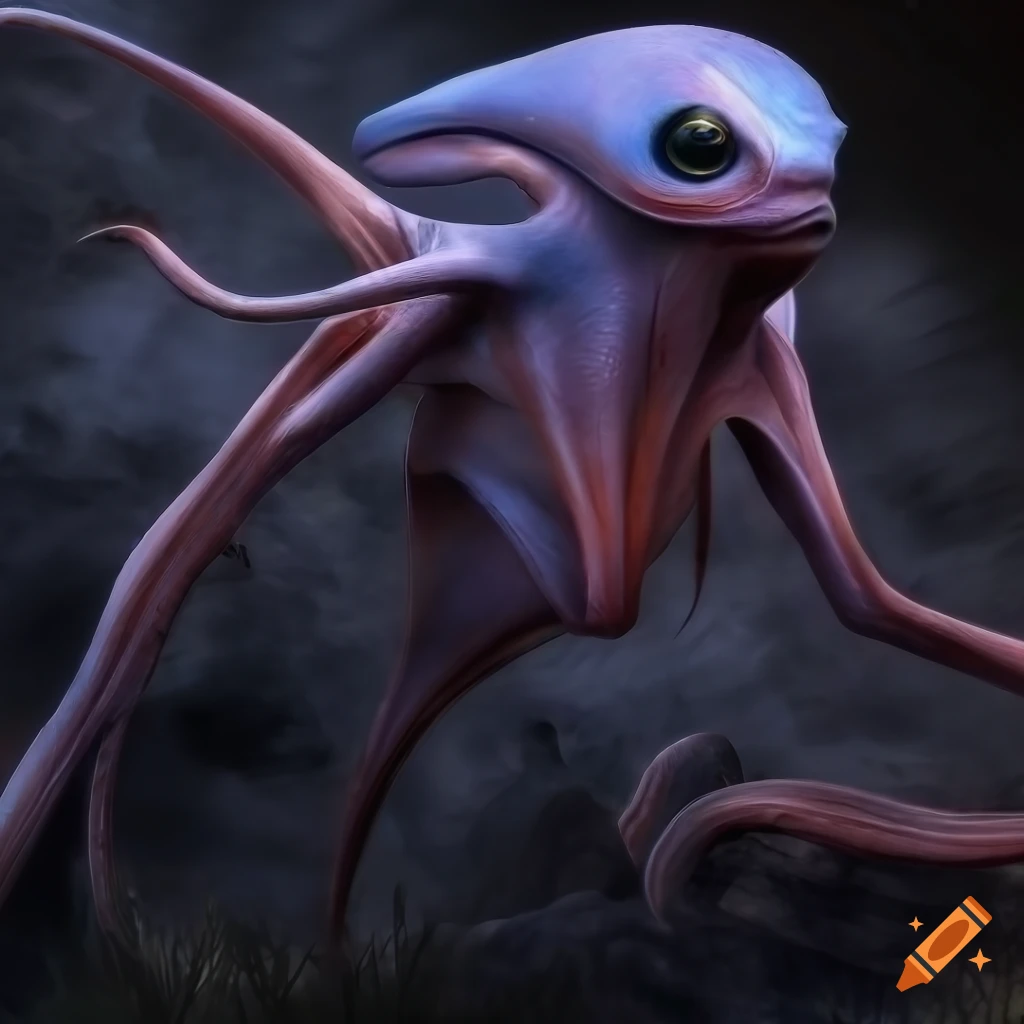 A mysterious alien creature with smooth tentacles smooth skin and ...