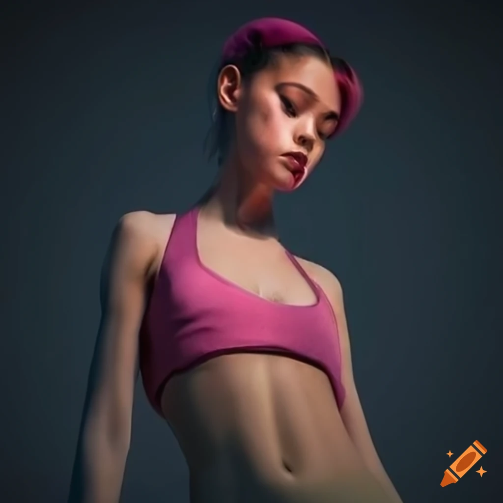 Body photo shooting comfy garment render streetwear shape smoothed blurry  urban fashion athletic sports unisex wearing techwear lowered arms colorful  designer clothes apparel fashionable wardrobe style render 3d slim chest  iris open