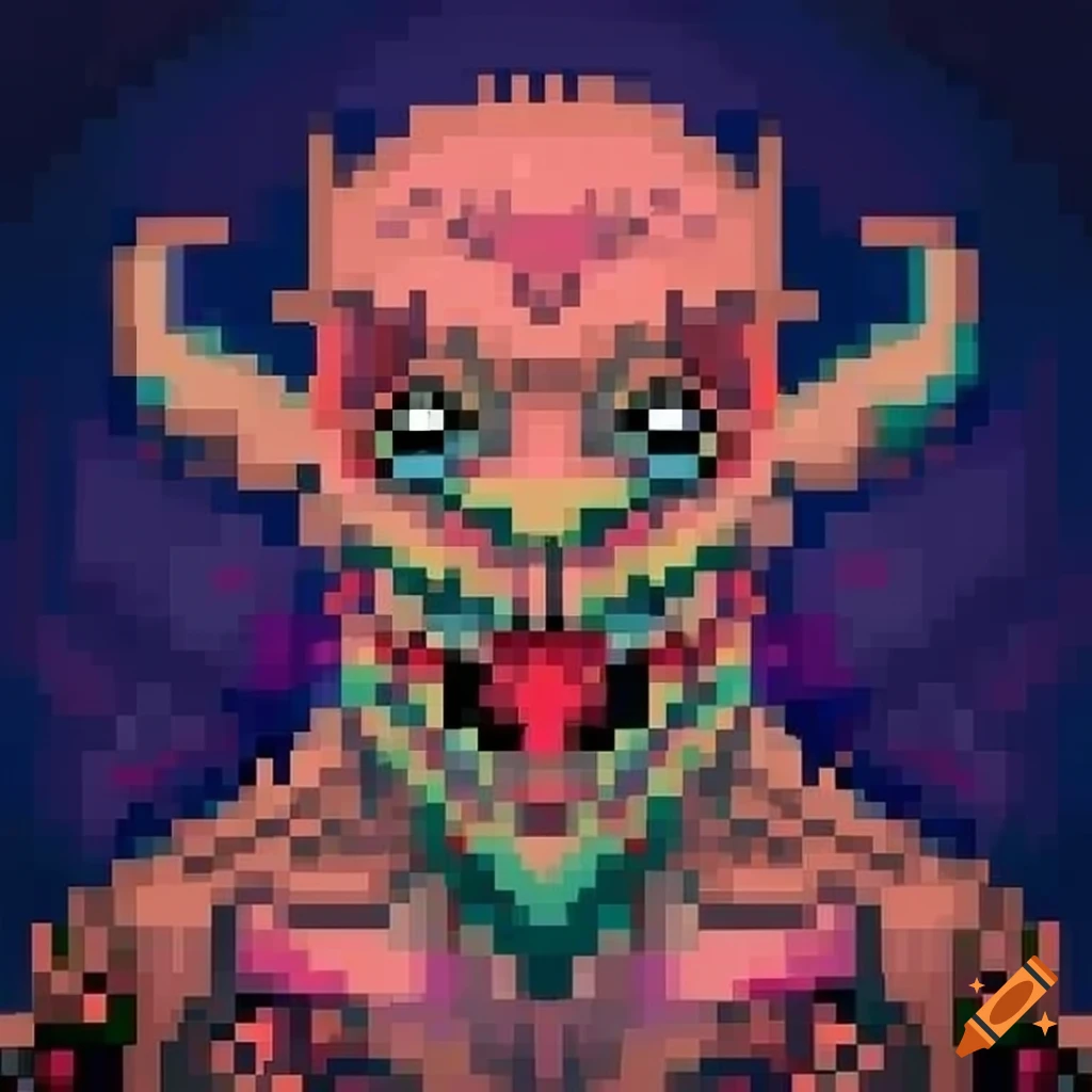Monster portrait abstract art pixel art on Craiyon