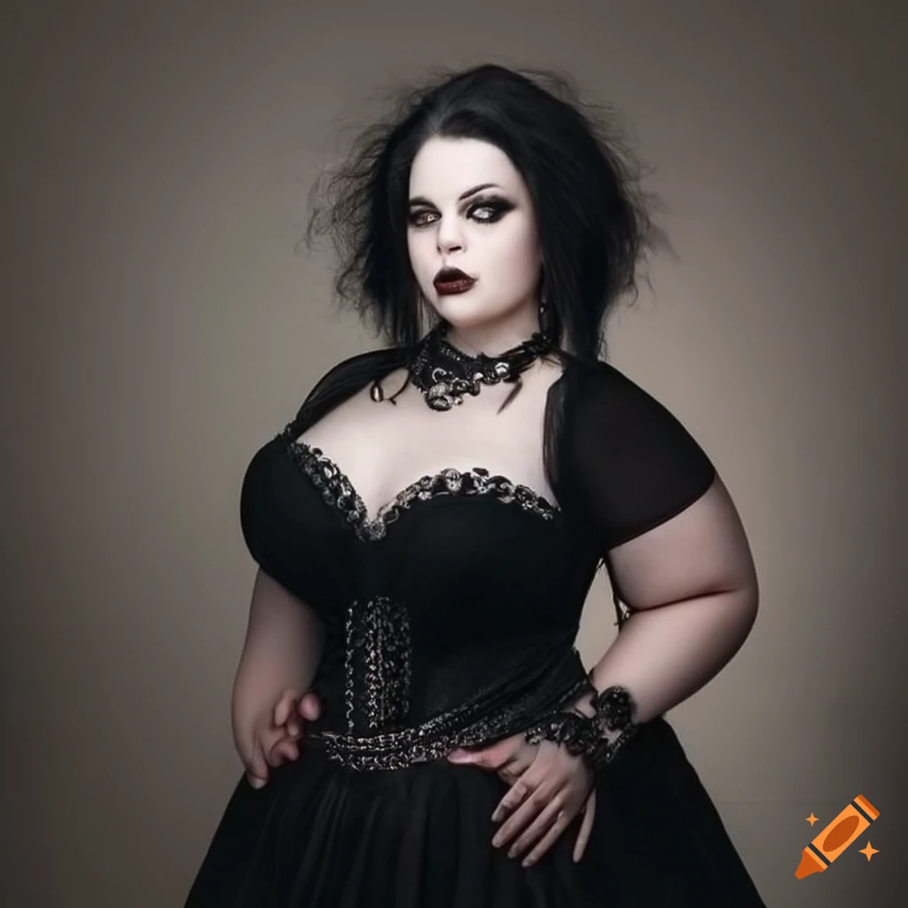 A confident and beautiful plus-size gothic girl on Craiyon