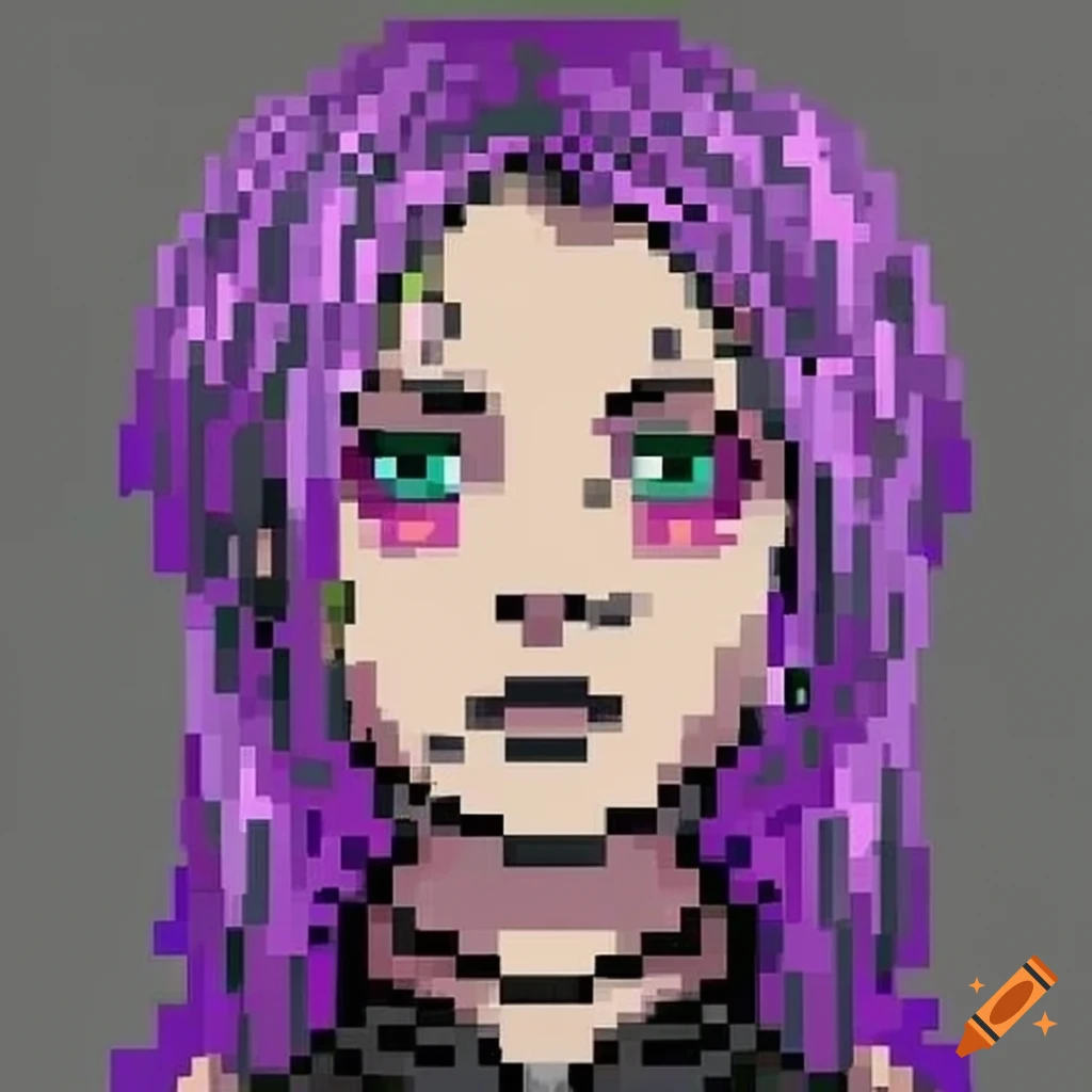 Pixel art of an emo girl on Craiyon