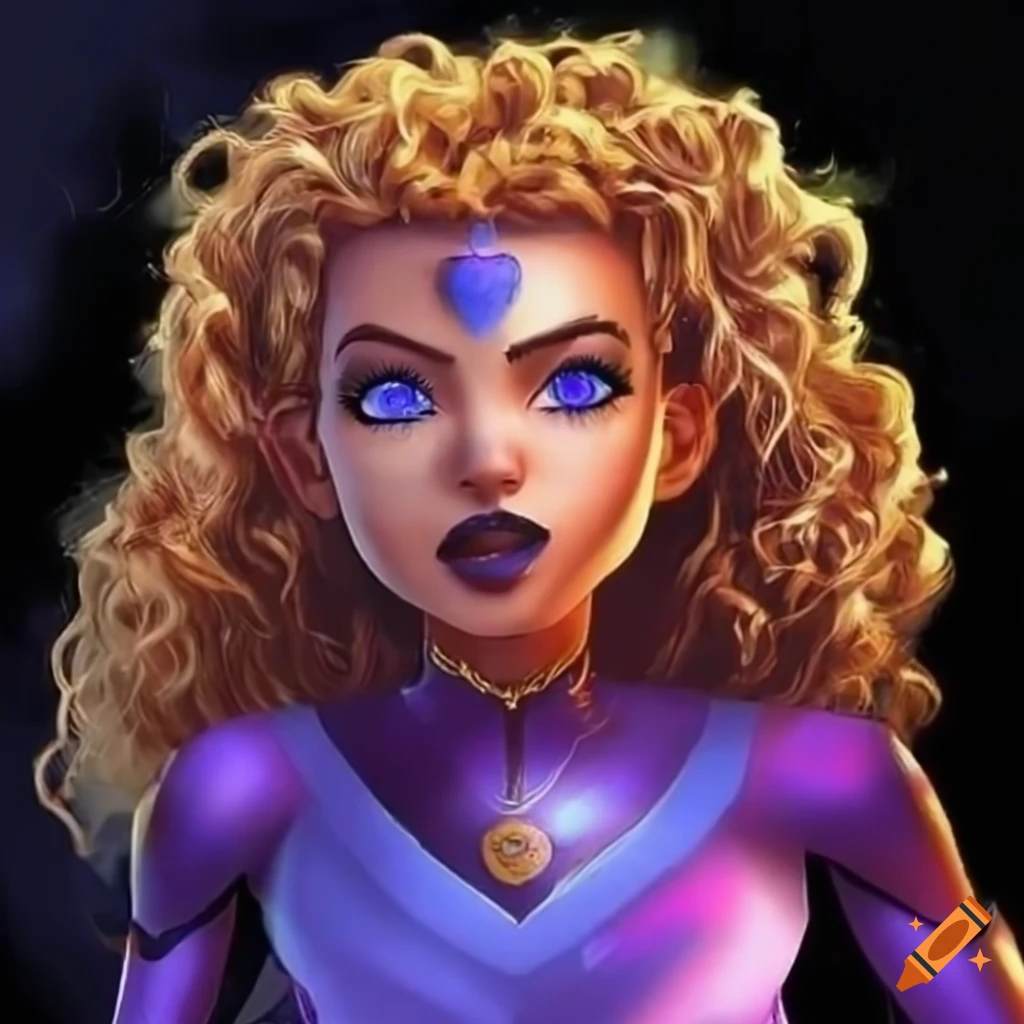 A mighty space princess wearing lightning, dark complexion, blonde ...