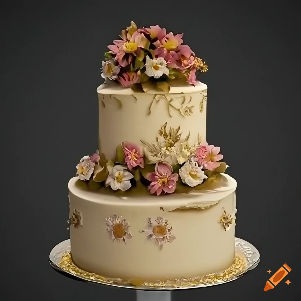 I want to see a beautiful vintage 2 tier cake with lots of sugar