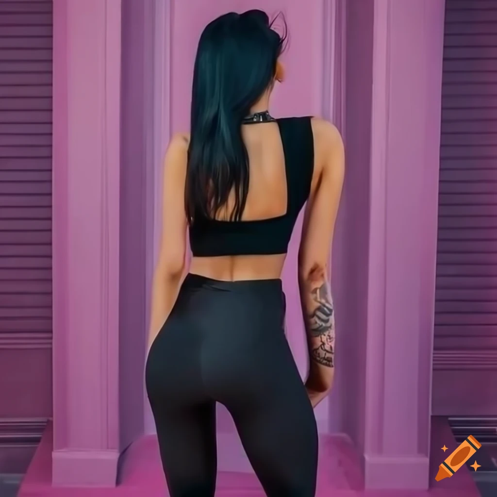 back view of stylish black leggings worn by popular YouTuber SSSniperWolf