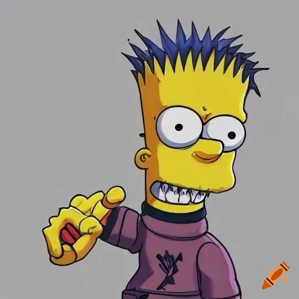 Emo Bart Simpson on white background