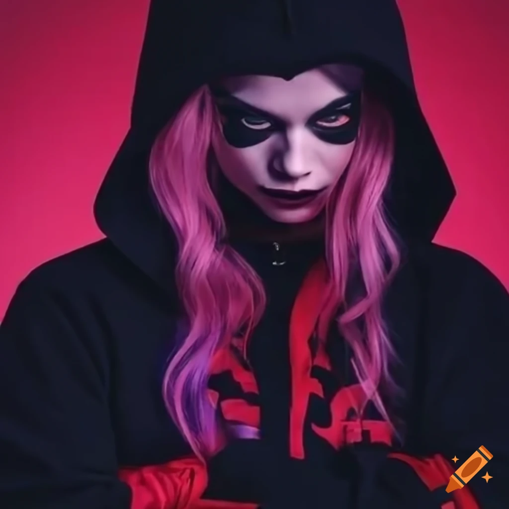 Harley Quinn in a black hoodie